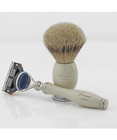 Ivory Shaving Set for Men | Remasuri Hair Brush Stand & Stainless Steel Bowl | Perfect Christmas Gift - Buy Online on GoSupps.com