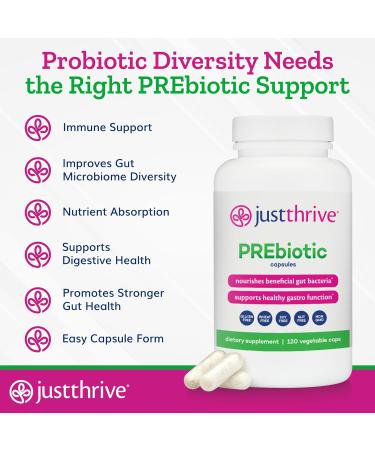 Just Thrive PREbiotic Capsules - Prebiotic Blend for Gut Health and Immune Support 120 Caps - Buy Online on GoSupps.com