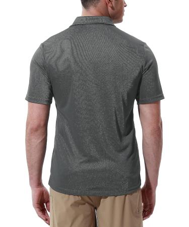Gopune Men's Short Sleeve Polo Shirt | Quick Dry Outdoor Golf Shirt with Pocket - Deep Grey (Size Large) - Buy Online on GoSupps.com