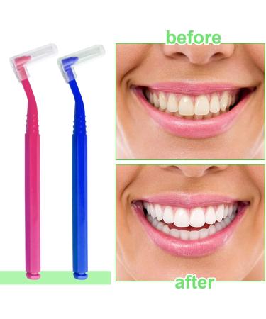 SKHAOVS 40 pcs L Shaped Interdental Brushes with Non-Slip Handle for Teeth Cleaning - 4 Colours - Buy Online on GoSupps.com