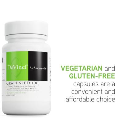 DAVINCI Labs Grape Seed-100 - Dietary Supplement to Support Immune System Vascular Function and Healthy Skin* - with 100 mg Grape Seed Extract per Serving - Gluten-Free - 60 Vegetarian Capsules - Buy Online on GoSupps.com