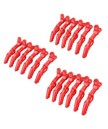 Cicilin 18 Pieces Plastic Hair Clips Hair Pins NonSlip Handle Professional Hair Clips Ideal for Hairstyle Hairstyle Sections Curling Red