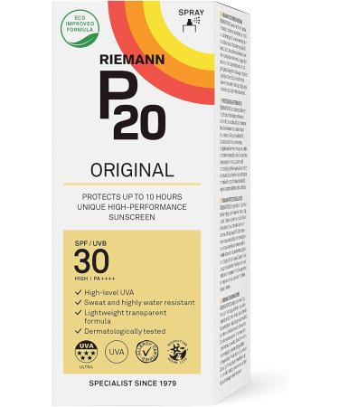 RIEMANN P20 Original Continous Spray SPF30 150ml Advanced Sunscreen Protect High Performance Protection + Sweat Resistance Durable Protects up to 10 Hours Very Water Resistant High UVA Protection Hard Packaging - Buy Online on GoSupps.com
