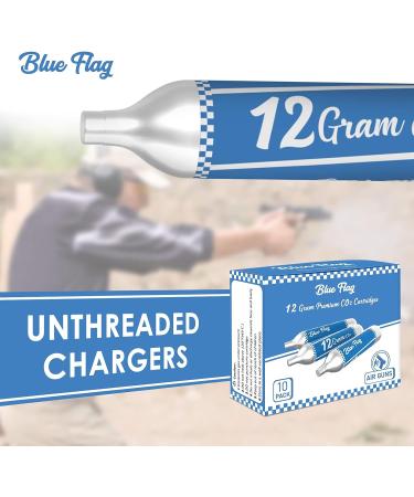 BLUE FLAG 12-Gram CO2 Cartridges - 10 Pack for Pellet, BB, and Airsoft Guns - Buy Online on GoSupps.com