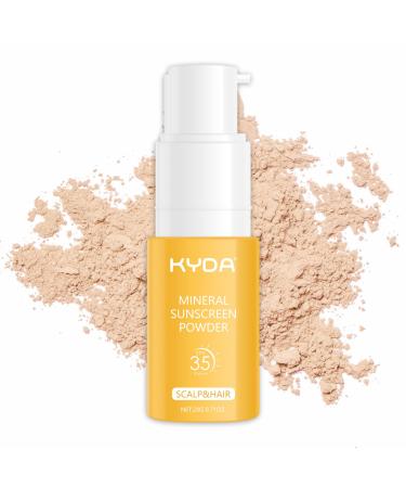 KYDA Mineral Sunscreen Powder for Scalp & Hair SPF 35 PA++ Scalp Sunscreen Powder Broad Spectrum UV Protection Lightweight No-Greasy 0.71 Oz. 20g 0.71oz.