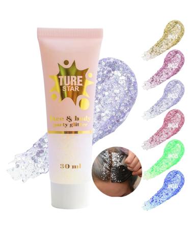 Aonat body glitter gel 30ml glitter makeup glitter face glitter make-up long-lasting glitter liquid gel for face hair lips nails make up cosmetics festival party c-03 purple