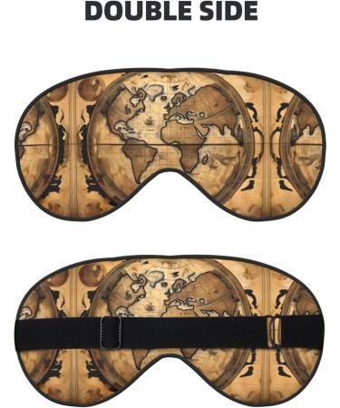 Ancient Map World Globe Print Unisex Sleep Mask | Double-Sided Eye Mask for Sound Sleep & Skin Care - Buy Online on GoSupps.com