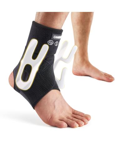 CAMBIVO Ankle Brace for Sprained Ankle Adjustable Ankle Support with Compression Strap for Women & Men Lace up Ankle Stabilizer for Achilles Tendonitis Injury Recovery (Large - Right) Black (Right Foot) Large