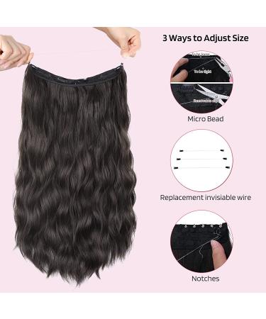 Adjustable HOOJIH Wire Hair Extensions - 16 Inch Curly Wavy Invisible Hairpiece for Women | Black Brown - Buy Online on GoSupps.com