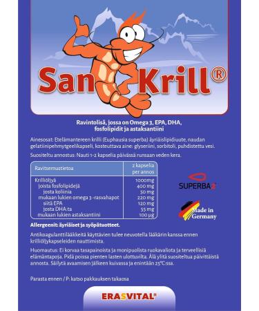 Buy SanKrill 500mg - Premium Antarctic Krill Oil Capsules with Omega 3 & Astaxanthin | 60 Count - Buy Online on GoSupps.com