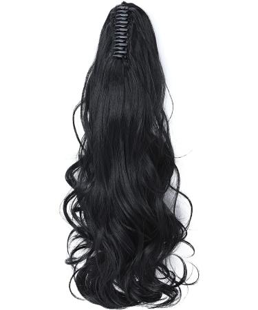 Fashion Ponytail Hair Extension Claw Curly Wavy Straight Clip in ponytail Hairpiece One Piece fake hair Ponytails for Women 18 Curly Dark Black Dark Black 18 inch - Buy Online on GoSupps.com