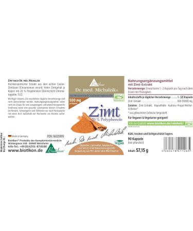 Ceylon Cinnamon Capsules 500mg | Dr. med. Michalzik | 20% Polyphenols | Pure Ceylon Extract for Optimal Health - Buy Online on GoSupps.com