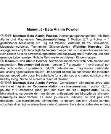 Mammut Beta Alanine Powder - 2.3g Per Serving | 300g Can | Enhance Performance - Buy Internationally - Buy Online on GoSupps.com