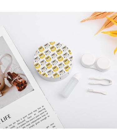 Cute Owls Round Case For Contact Lens Kit Storage Box with Mirror Printed - Buy Online on GoSupps.com