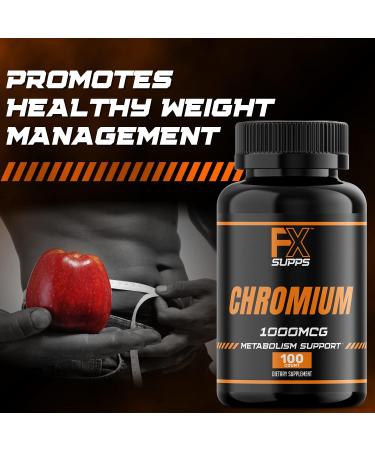 FX Supps Chromium Polynicotinate 1000 mcg - Weight Management Supplement for Men and Women | Appetite Suppressant, Energy & Heart Health - 100 Capsules - Buy Online on GoSupps.com