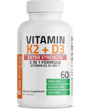 Buy Bronson Vitamin K2 (MK7) & D3 Extra Strength 10 000 IU - Non-GMO Bone Health Supplement | 60 Easy to Swallow Capsules - Buy Online on GoSupps.com