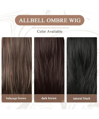 Buy Allbell Long Layers Dark Brown Wig with Curtain Bangs - Heat-Resistant Synthetic Wigs for Women | International Shipping Available - Buy Online on GoSupps.com