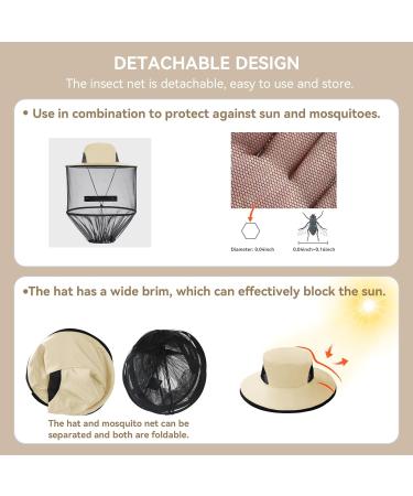 Mosquito Hat with Removable Netting | Midge Head Net for Outdoor Activities | Beige - Buy Online on GoSupps.com