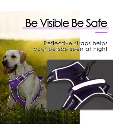 Thinkpet Anti Zug Dog Harness - Adjustable Breathable No Choke Reflective & Control Handle - Purple Medium (1 Pack) - Ideal for Comfortable Pet Walks - Buy Online on GoSupps.com