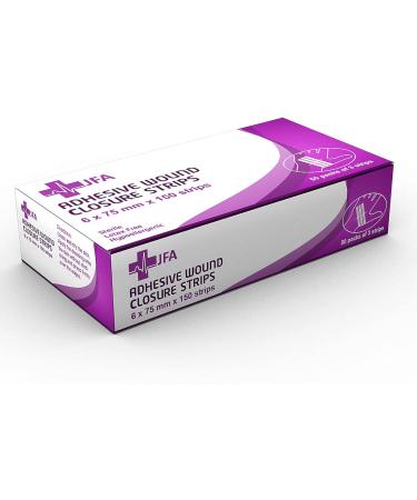 JFA Medical Set of 150 Wound Closure Strips - Staple Plasters & Suture Material (6x75mm) | International Shipping Available - Buy Online on GoSupps.com