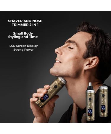 BARBOSSO 2 in 1 Nose and Ear Hair Trimmer for Men Painless - Beard Stubble Shaver Attachment - Electric Rechargeable 120 Minutes - Nostril Nasal Remover - Buy Online on GoSupps.com