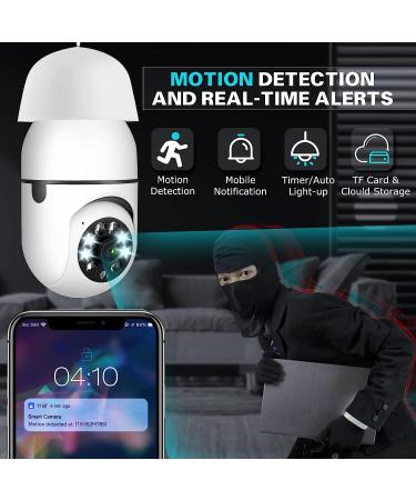 360 Degree PTZ Wireless WiFi Light Socket Camera with Floodlight & Night Vision - 64GB Micro SD Card - 2.4Ghz/5Ghz - White - Buy Online on GoSupps.com