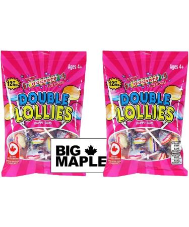 Rockets Double Lollies Lollipops (2) Package Bundle (96g per package) Great For Gift Bags Holiday Candy Christmas Halloween Birthdays Sharing With Friends Family Co-Workers or Enjoying At Home Office Movies PLUS BONUS Big Maple Trivia Cards - Buy Online on GoSupps.com