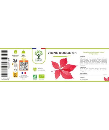 Vigne rouge Bio - Compl ment alimentaire Bioptimal - Jambes Lourdes Peau Saine Circulation Sanguine H morro des - 300 mg de Feuille de Vigne x g lule - Made in France - Certifi Ecocert - 60 g lules 60 unit (Lot de 1) - Buy Online on GoSupps.com