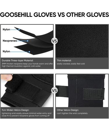 Goosehill Neoprene Diving Gloves 3mm | Update Palm Rubber Granules | Ergonomic Pre-Curved Fingers | Thermal Gloves for Diving, Snorkeling, Surfing | Black - Small - Buy Online on GoSupps.com