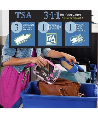 TSA Approved Clear Toiletry Bag Set - 2 Pink Carry-On Cosmetic Pouches for Men & Women - Buy Online on GoSupps.com