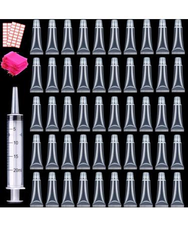 50Pcs 0.34oz 10ml Lip Gloss Tubes Empty containers for Lip Balm Cosmetic with Free Syringe and Labels 10ml* 50pcs