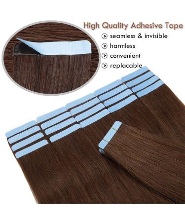 Elailite 20PCS Invisible Tape Extensions | Real Remy Human Hair | 40cm #04 Mittles Braun | Long-lasting Natural Look - Buy Online on GoSupps.com