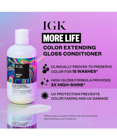 IGK MORE LIFE Gloss Shampoo & Conditioner Set | Color Safe Hair Care | UV Protection | Vegan & Cruelty-Free | 8 oz | International Shipping Available - Buy Online on GoSupps.com