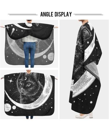 Waterproof Barber Cape - Black Cat & Moon Cheetah Haircut Bib for Men & Women | Unisex Hair Cutting Cape - Buy Online on GoSupps.com