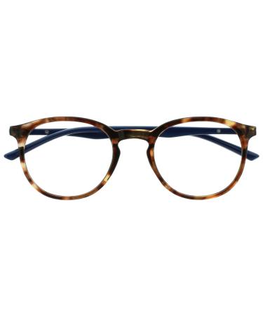 OPULIZE Met - Blue Light Blocking Glasses Slim Round Frame Scratch Resistant Spring Hinges Improve Sleep Computer Gaming Anti-Reflective Brown Tortoiseshelll Mens Womens B60-2