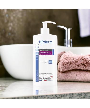 Sorifa Laboratory 6 pieces HPderm shower gel high color power 2in1 body and hair especially for sensitive skin tattoos weakened hair frequent use pH neutral without soap pump 500 ml - Buy Online on GoSupps.com