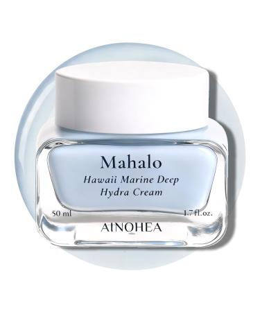 AINOHEA Mahalo Hawaii Marine Deep Hydra Cream 100H Moisture Lock-In Gel with Sea Minerals Spirulina & 11-Type Hyaluronic Acid Ultra Deep Hydration for Dry & Sensitive Skin Korean Skincare 50ml