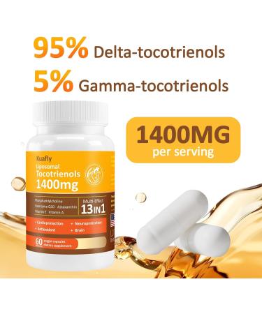 KUAFLY Liposomal Tocotrienols Vitamin E 1400mg - High Potency Vitamin E Tocotrienols with Phosphatidylcholine Astaxanthin 240 Capsules - Buy Online on GoSupps.com