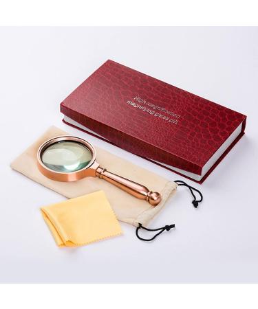 Magnifying Glass 10X Handheld Magnifier Metal Handle Bronze Crafts Reading Magnifying Glass for Kids Science Small Gift - Buy Online on GoSupps.com