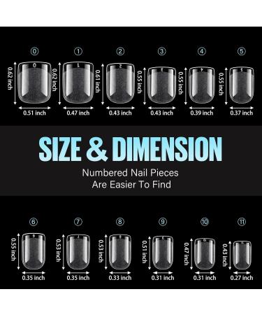 Tomicca Quadrat Artificial Nail Tips - 504 Ultra Short Gel Tips for DIY Nail Art & Studios | 12 Sizes French Full Cover Nail Tips - Buy Online on GoSupps.com