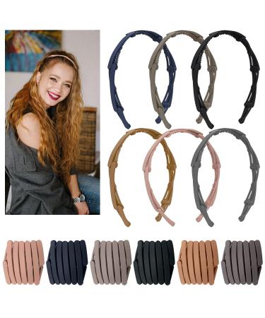 6PCS Retractable Pocket Hair Band, Spring Wavy Foldable Headband No Slip, Compact Portable Adjustable Hair Hoop for Women Girl Washing Makeup Travel Outdoor, Fashion Vintage Plastic Hair Accessories 6 Colors