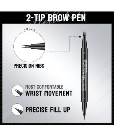 Curved Eyebrow Pen - Eyebrow Pencil Brow Pencil 2-in-1 Dual-Ended Microblading Eyebrow Pen with Micro-Fork-Tip and Precise Brush-Tip Create Natural Hair-Like Brows Long lasting Black brown - Buy Online on GoSupps.com