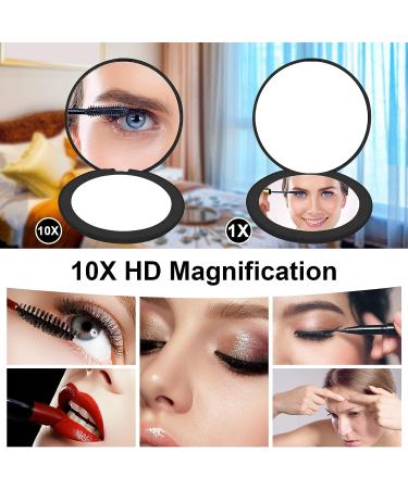 ANXVERS Hand-Held LED Travel Vanity Mirror - 1x/10x Magnifying, Compact 3.5-Inch Luminous Mirror, Double-Sided - Black - Buy Online on GoSupps.com