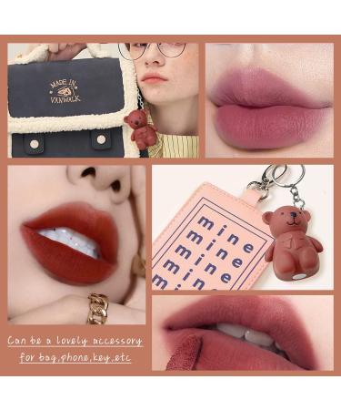 NewBang 2 in 1 Key Chain Bear Lipstick & Lip Gloss Set A - Waterproof, Long Lasting, Cute Bear Design - 3 Pack Gift Set - Buy Online on GoSupps.com