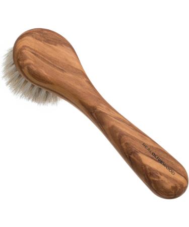 Hydrea London Olive Wood Exfoliating Facial Brush - Pure Mane Bristle | International Shipping Available - Buy Online on GoSupps.com
