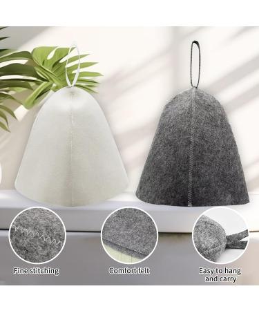 Buy Mhduyeg Sauna Hat Set - 2 Pieces (Gray & White) | Stylish Sauna Accessories for Men & Women | Perfect for Showers & Saunas | Includes Storage Bag - Buy Online on GoSupps.com