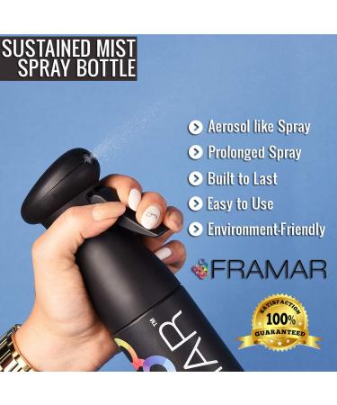Framar Premium Hair Spray Bottle - Fine Mist Mister for Hair & Plants | Continuous Water Spray Bottle in Black - Buy Online on GoSupps.com