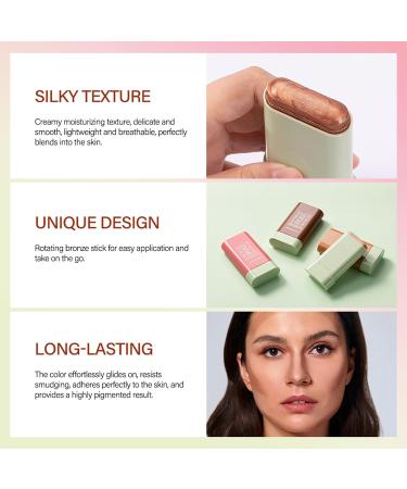 Highlighter Makeup Stick - Waterproof Glitter Cream Highlighter - Bronzer Contour Face Makeup - Long-lasting 3-in-1 Multi Uses for Face Body Eyeshadow (2#soft glow) 2#soft glow 1 g (Pack of 1) - Buy Online on GoSupps.com