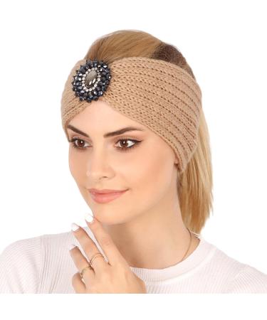 tieedhfu Stylish Crochet Headwear Lightweight Durable Multifunctional For Females Polyester Ear Warmer Head Warmer Comfortable Light tan