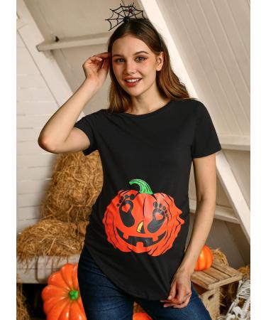 G and PL Halloween Pregnancy Women's Top Maternity Funny Graphic Shirt - S-XXL | Pumpkin Face Design - Buy Online on GoSupps.com